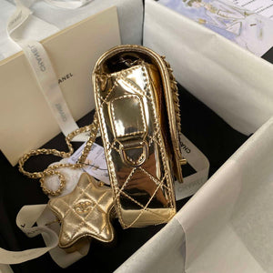 Chanel AS4647 Mini Flap Bag & STAR COIN PURSE Metallic Calfskin & Gold-Tone Metal Gold - Default Title - View 6