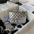 Chanel AS4647 Mini Flap Bag & STAR COIN PURSE Metallic Calfskin & Gold-Tone Metal Silver - Default Title - View 1