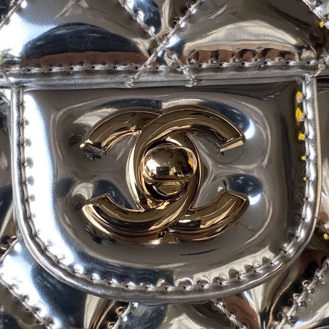 Chanel AS4647 Mini Flap Bag & STAR COIN PURSE Metallic Calfskin & Gold-Tone Metal Silver - Default Title - View 3