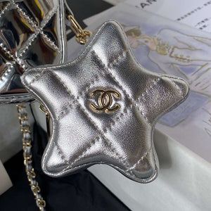 Chanel AS4647 Mini Flap Bag & STAR COIN PURSE Metallic Calfskin & Gold-Tone Metal Silver - Default Title - View 4