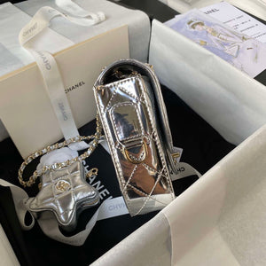 Chanel AS4647 Mini Flap Bag & STAR COIN PURSE Metallic Calfskin & Gold-Tone Metal Silver - Default Title - View 5