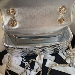 Chanel AS4647 Mini Flap Bag & STAR COIN PURSE Metallic Calfskin & Gold-Tone Metal Silver - Default Title - View 8