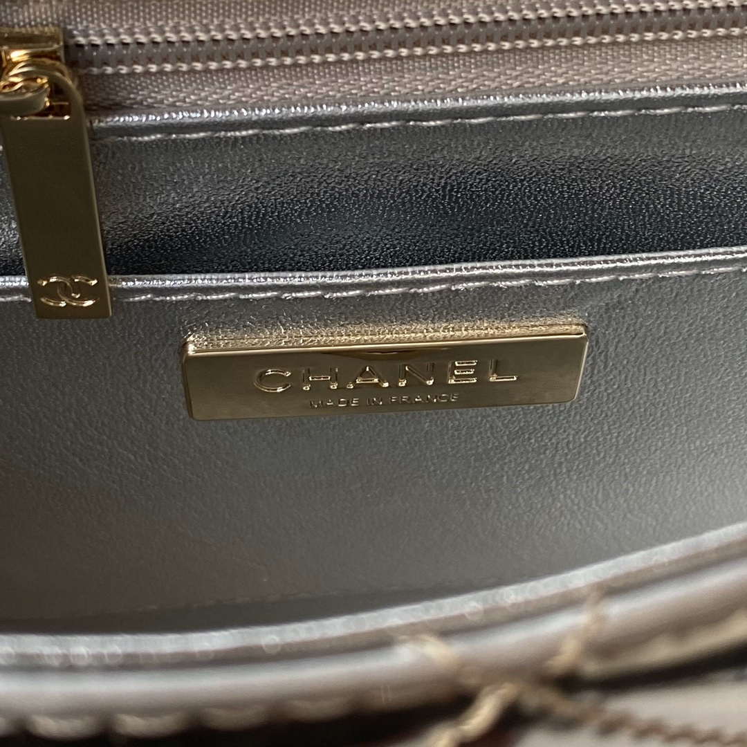 Chanel AS4647 Mini Flap Bag & STAR COIN PURSE Metallic Calfskin & Gold-Tone Metal Silver - Default Title - View 9
