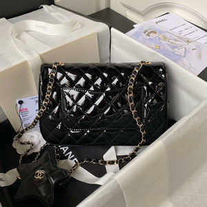 Chanel AS4648 Flap Bag & STAR COIN PURSE Mirror Calfskin Metallic Calfskin & Gold-Tone Metal Black - Default Title - View 2