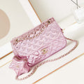 Chanel AS4648 Flap Bag & STAR COIN PURSE Mirror Calfskin Metallic Calfskin & Gold-Tone Metal Purple - Default Title - View 1