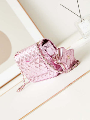 Chanel AS4648 Flap Bag & STAR COIN PURSE Mirror Calfskin Metallic Calfskin & Gold-Tone Metal Purple - Default Title - View 3