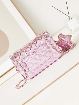 Chanel AS4648 Flap Bag & STAR COIN PURSE Mirror Calfskin Metallic Calfskin & Gold-Tone Metal Purple - Default Title - View 4