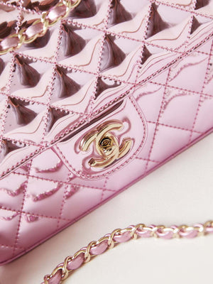 Chanel AS4648 Flap Bag & STAR COIN PURSE Mirror Calfskin Metallic Calfskin & Gold-Tone Metal Purple - Default Title - View 5