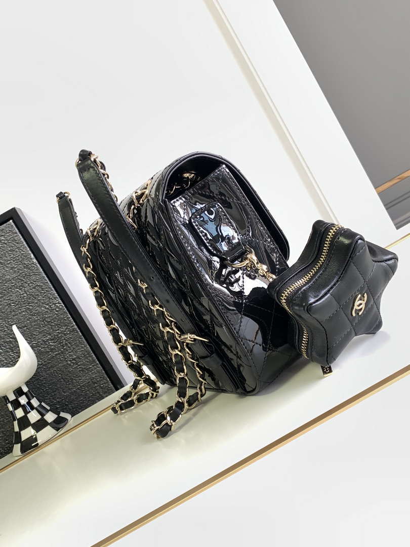 Chanel AS4649 BACKPACK & Star Coin Purse Metallic Calfskin & Gold-Tone Metal Black - Default Title - View 2