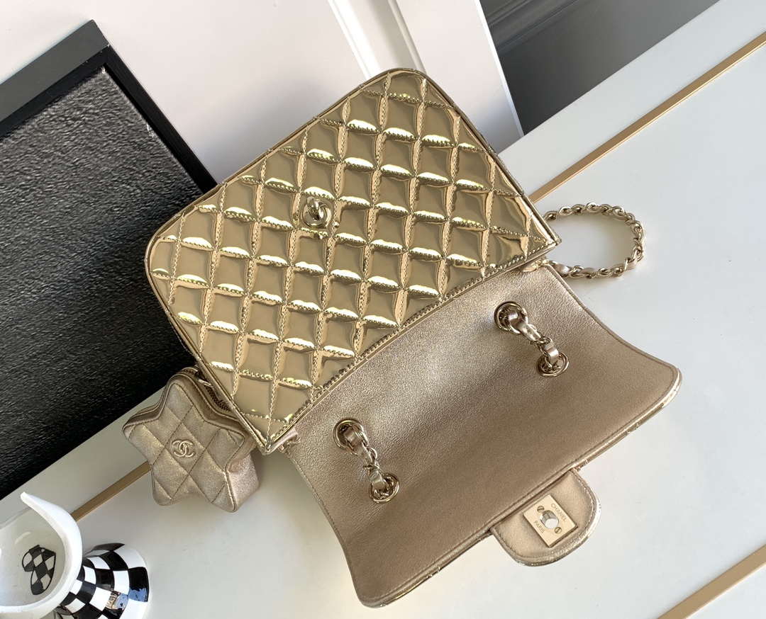 Chanel AS4649 BACKPACK & Star Coin Purse Metallic Calfskin & Gold-Tone Metal Light Gold - Default Title - View 8
