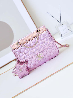 Chanel AS4649 BACKPACK & Star Coin Purse Metallic Calfskin & Gold-Tone Metal Purple - Default Title - View 1