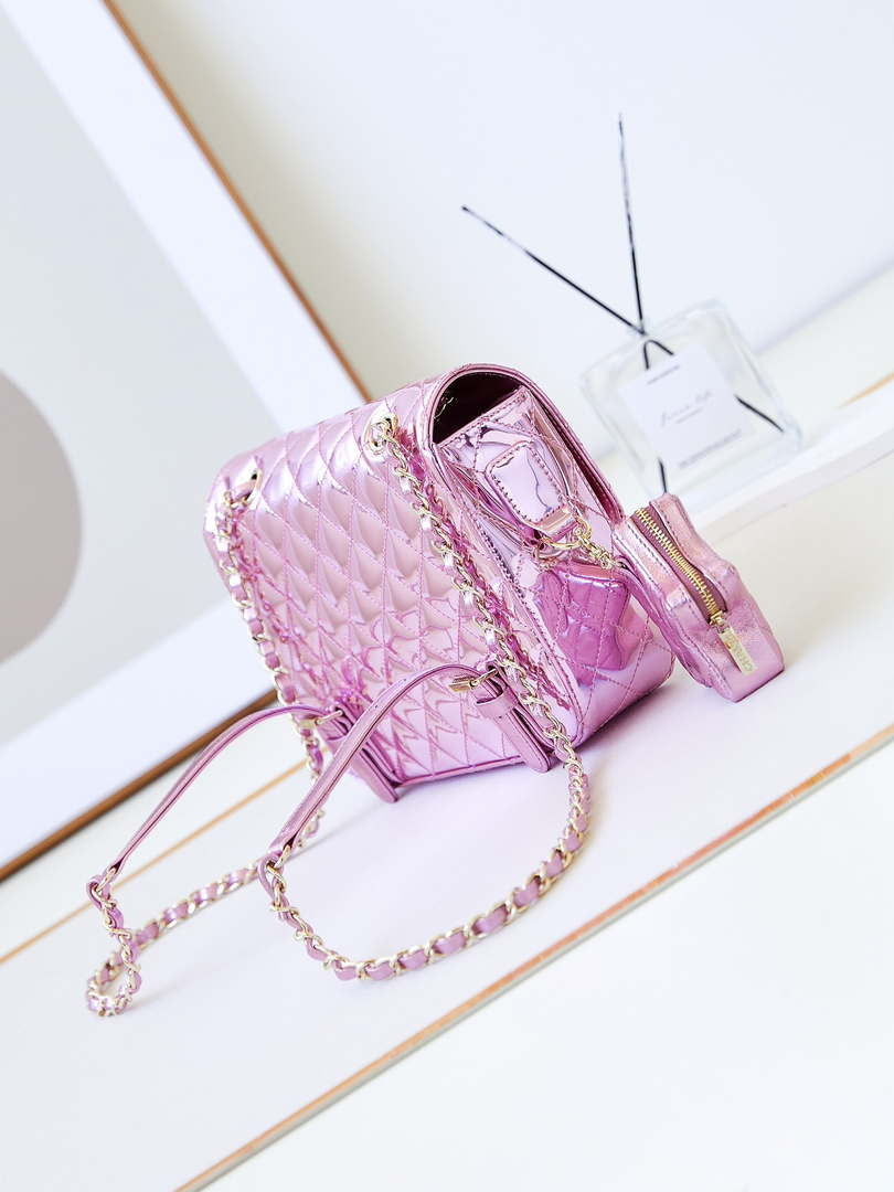 Chanel AS4649 BACKPACK & Star Coin Purse Metallic Calfskin & Gold-Tone Metal Purple
