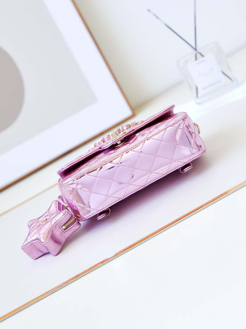 Chanel AS4649 BACKPACK & Star Coin Purse Metallic Calfskin & Gold-Tone Metal Purple - Default Title - View 5