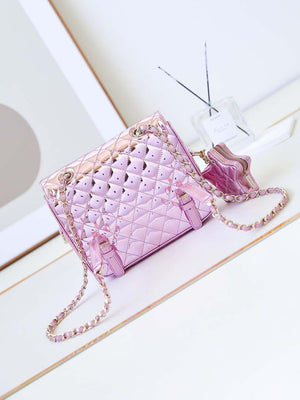 Chanel AS4649 BACKPACK & Star Coin Purse Metallic Calfskin & Gold-Tone Metal Purple - Default Title - View 9