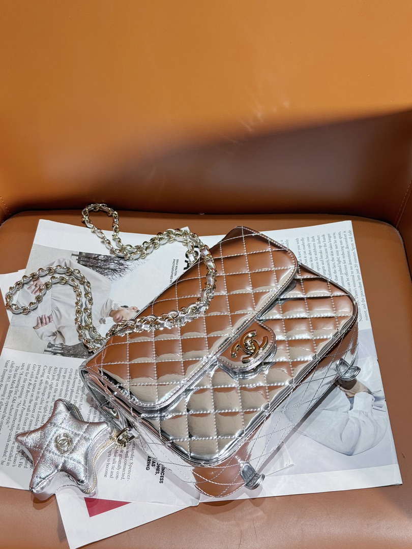 Chanel AS4649 BACKPACK & Star Coin Purse Metallic Calfskin & Gold-Tone Metal Silver - Default Title - View 1