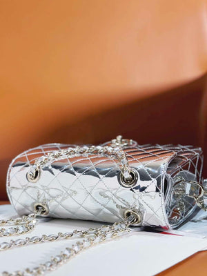 Chanel AS4649 BACKPACK & Star Coin Purse Metallic Calfskin & Gold-Tone Metal Silver - Default Title - View 4