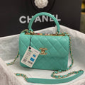 Chanel AS4654 Trendy CC Flap Bag With Top Handle Blue Lambskin Multicolor Logo - Default Title - View 1