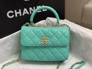 Chanel AS4654 Trendy CC Flap Bag With Top Handle Blue Lambskin Multicolor Logo - Default Title - View 2