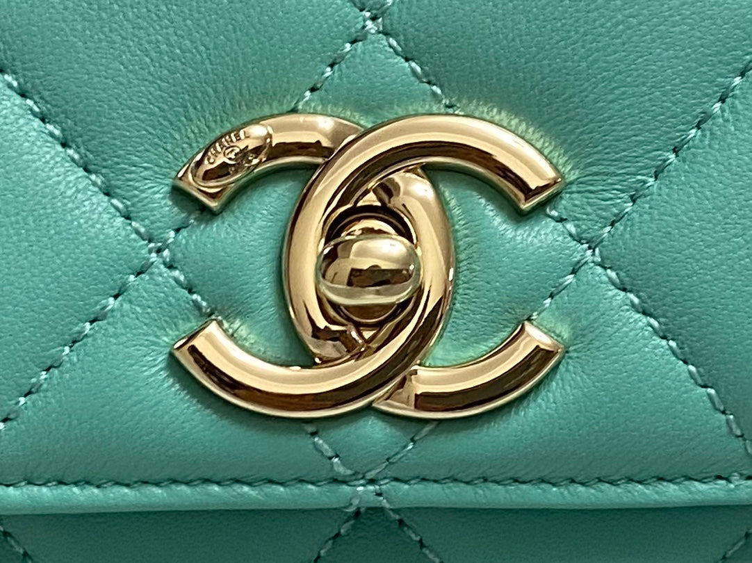 Chanel AS4654 Trendy CC Flap Bag With Top Handle Blue Lambskin Multicolor Logo - Default Title - View 6