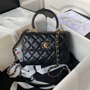 Chanel AS4654 Trendy CC Flap Bag With Top Handle Lambskin & Gold-Tone Metal Black - Default Title - View 1