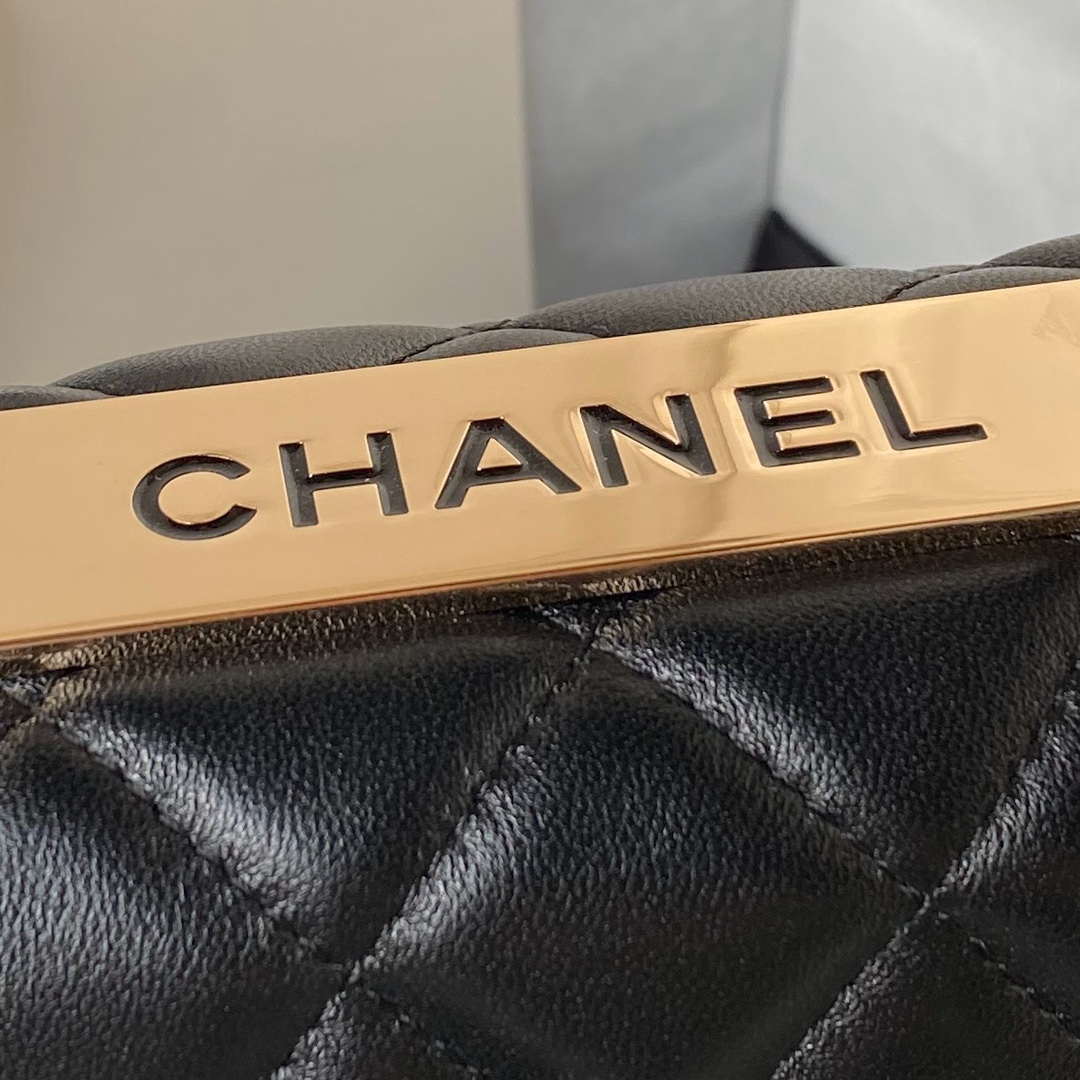 Chanel AS4654 Trendy CC Flap Bag With Top Handle Lambskin & Gold-Tone Metal Black - Default Title - View 4
