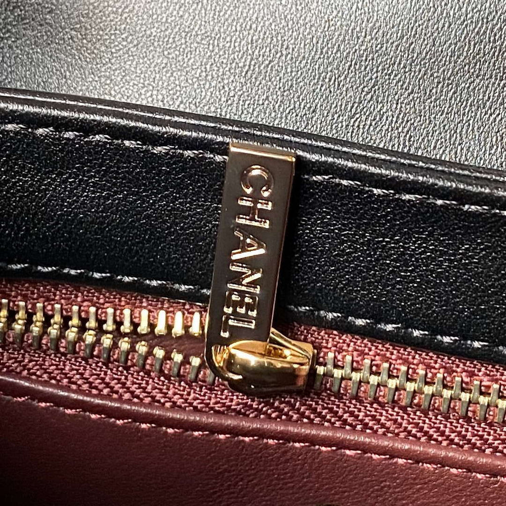 Chanel AS4654 Trendy CC Flap Bag With Top Handle Lambskin & Gold-Tone Metal Black