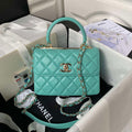 Chanel AS4654 Trendy CC Flap Bag With Top Handle Lambskin & Gold-Tone Metal Blue - Default Title - View 1