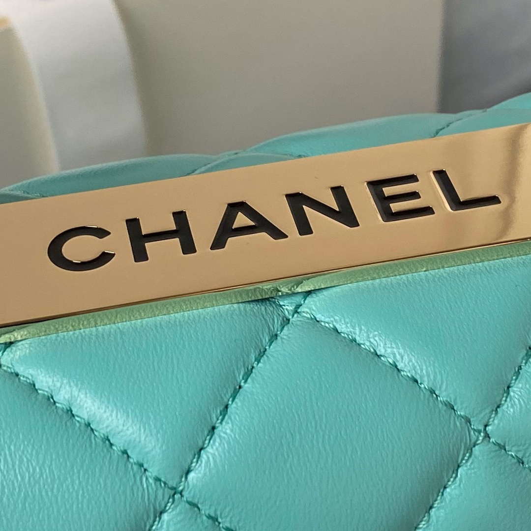 Chanel AS4654 Trendy CC Flap Bag With Top Handle Lambskin & Gold-Tone Metal Blue - Default Title - View 4