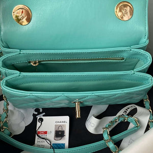 Chanel AS4654 Trendy CC Flap Bag With Top Handle Lambskin & Gold-Tone Metal Blue - Default Title - View 6