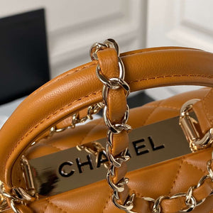 Chanel AS4654 Trendy CC Flap Bag With Top Handle Lambskin & Gold-Tone Metal Orange - Default Title - View 3