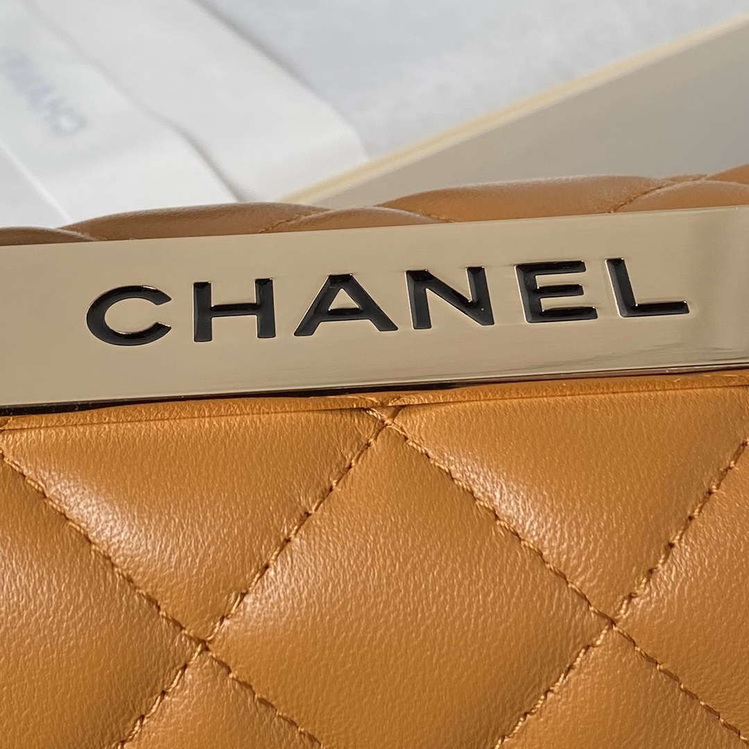 Chanel AS4654 Trendy CC Flap Bag With Top Handle Lambskin & Gold-Tone Metal Orange