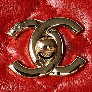 Chanel AS4654 Trendy CC Flap Bag With Top Handle Lambskin & Gold-Tone Metal Red - Default Title - View 3
