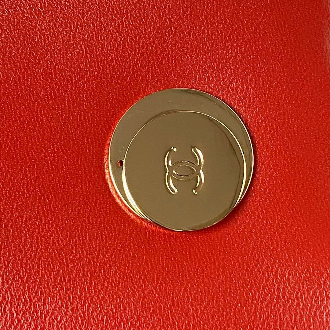 Chanel AS4654 Trendy CC Flap Bag With Top Handle Lambskin & Gold-Tone Metal Red - Default Title - View 6