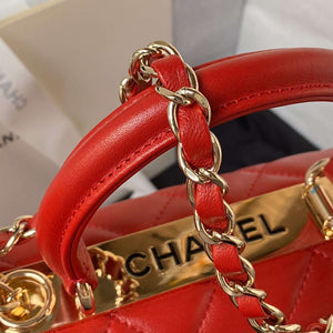 Chanel AS4654 Trendy CC Flap Bag With Top Handle Lambskin & Gold-Tone Metal Red - Default Title - View 9