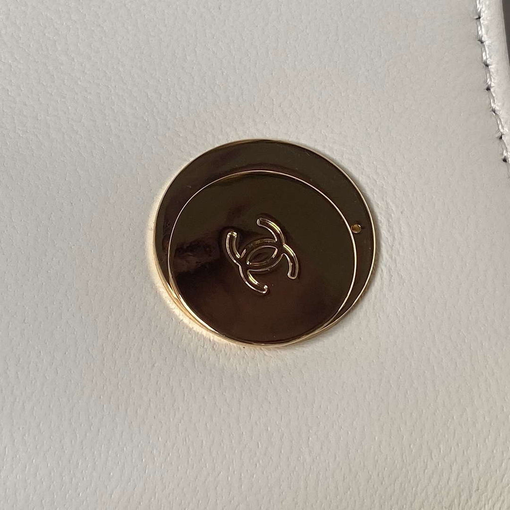 Chanel AS4654 Trendy CC Flap Bag With Top Handle Lambskin & Gold-Tone Metal White