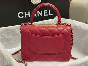 Chanel AS4654 Trendy CC Flap Bag With Top Handle Lambskin & Gold-Tone Metal Wine Red - Default Title - View 3