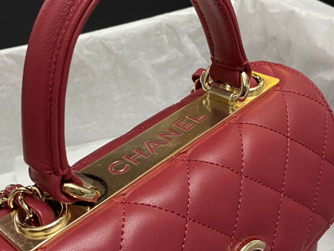 Chanel AS4654 Trendy CC Flap Bag With Top Handle Lambskin & Gold-Tone Metal Wine Red - Default Title - View 5