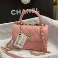 Chanel AS4654 Trendy CC Flap Bag With Top Handle Pink Lambskin Multicolor Logo - Default Title - View 1