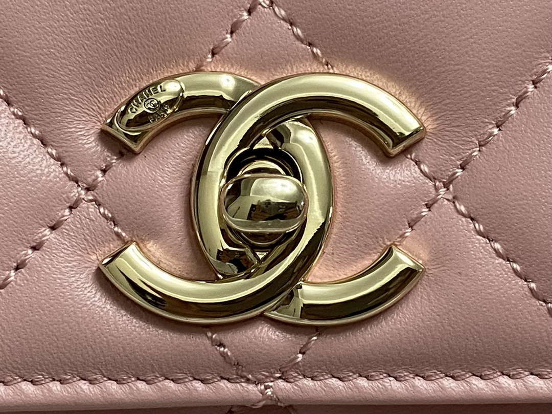 Chanel AS4654 Trendy CC Flap Bag With Top Handle Pink Lambskin Multicolor Logo