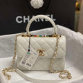 Chanel AS4654 Trendy CC Flap Bag With Top Handle White Lambskin Multicolor Logo - Default Title - View 1