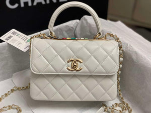Chanel AS4654 Trendy CC Flap Bag With Top Handle White Lambskin Multicolor Logo - Default Title - View 2