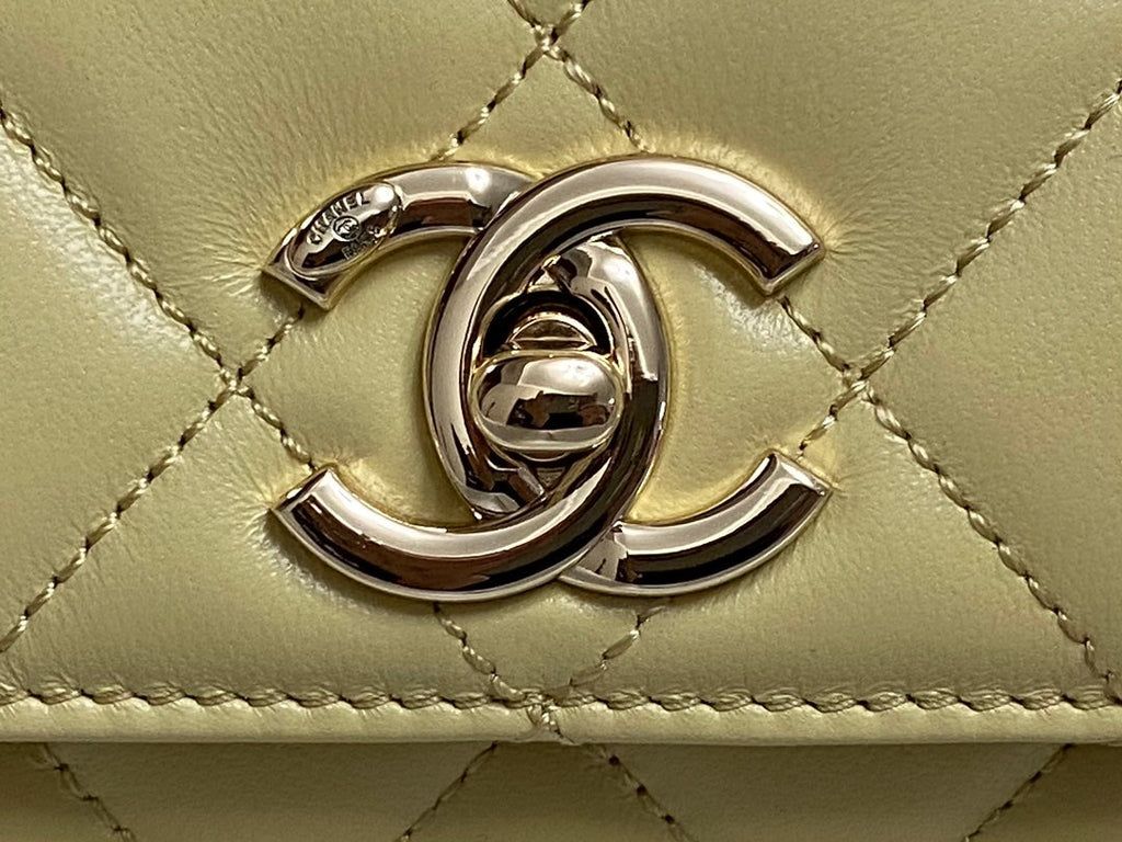 Chanel AS4654 Trendy CC Flap Bag With Top Handle Yellow Lambskin Multicolor Logo