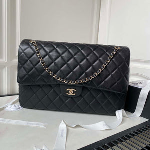 Chanel AS4661 Flap Bag CF Airport Calfskin & Gold-Tone Metal Black - Default Title - View 1