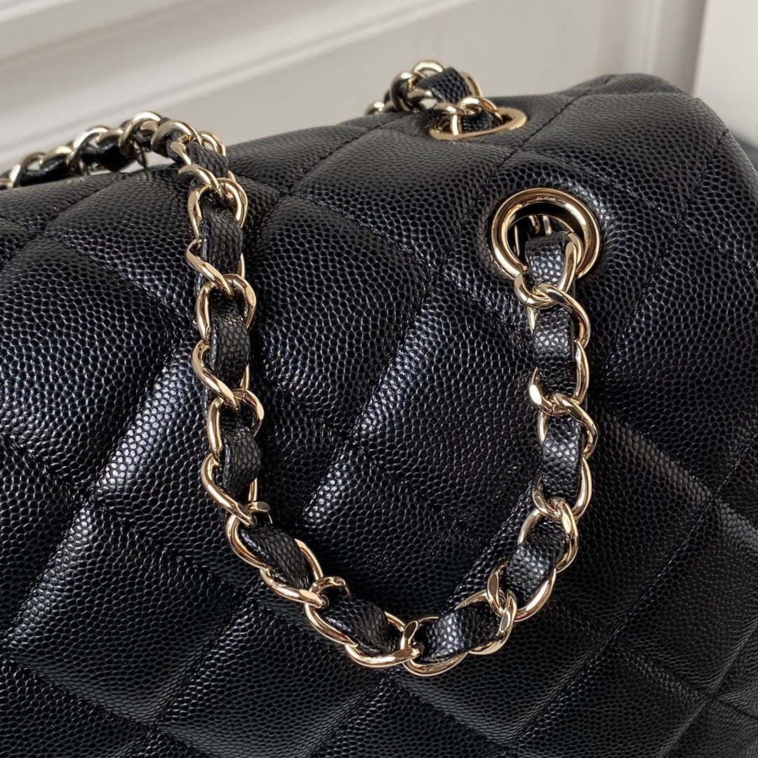 Chanel AS4661 Flap Bag CF Airport Calfskin & Gold-Tone Metal Black