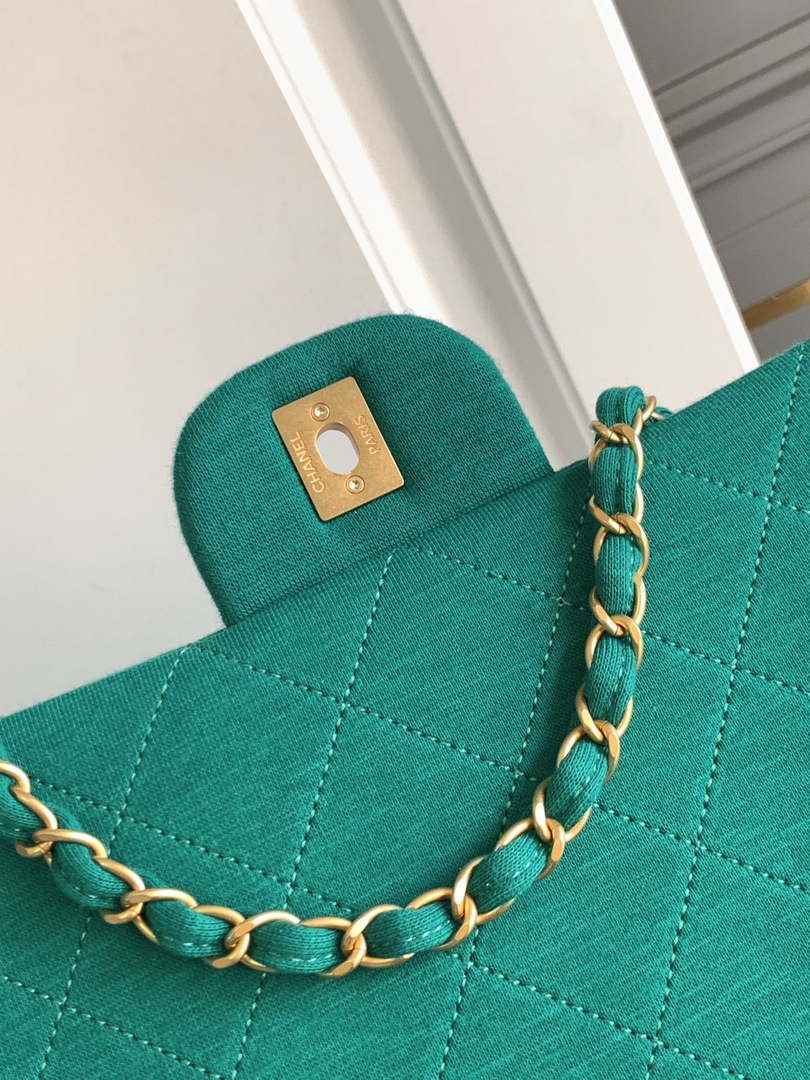 Chanel AS4661 Flap Bag CF Airport Calfskin & Gold-Tone Metal Green - Default Title - View 7