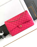 Chanel AS4661 Flap Bag CF Airport Calfskin & Gold-Tone Metal Rose Red