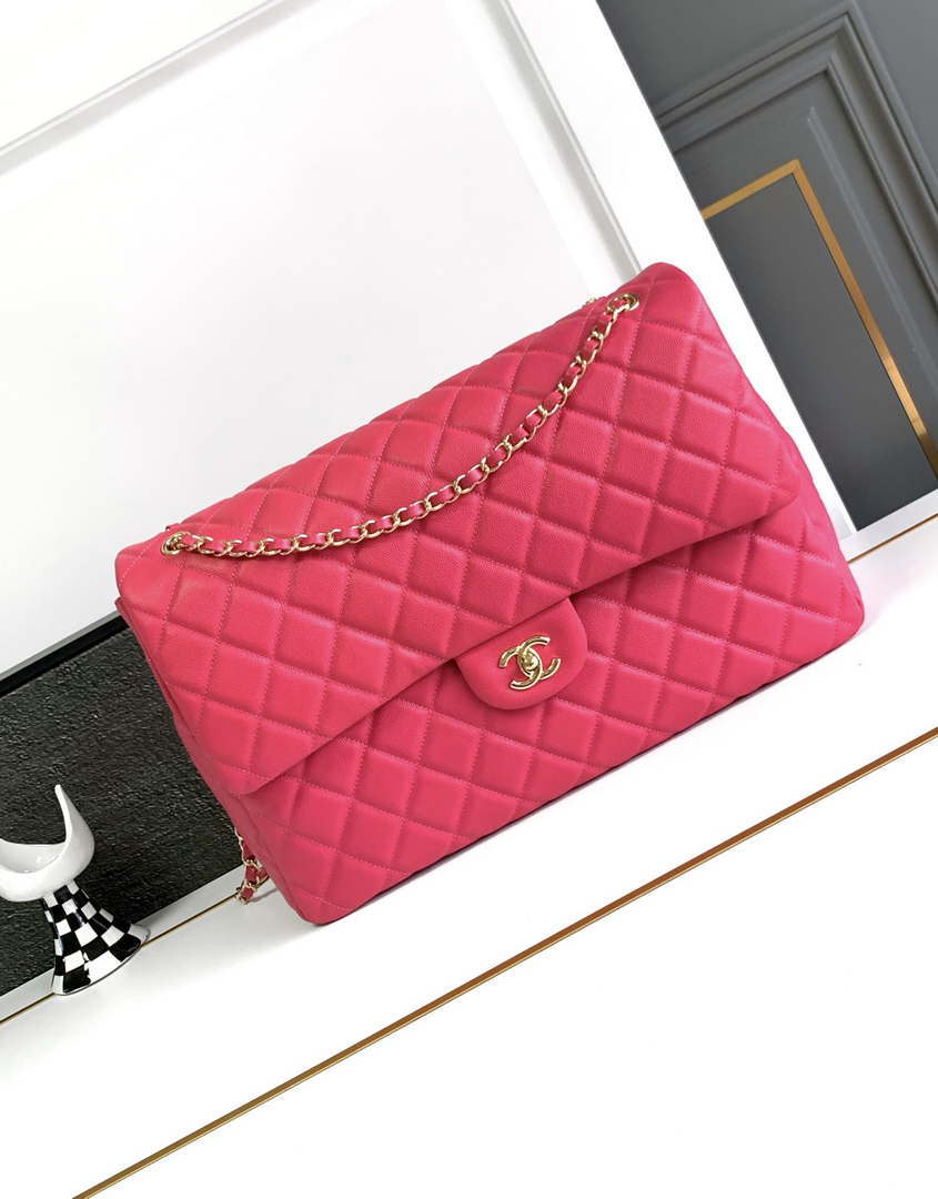 Chanel AS4661 Flap Bag CF Airport Calfskin & Gold-Tone Metal Rose Red - Default Title - View 1