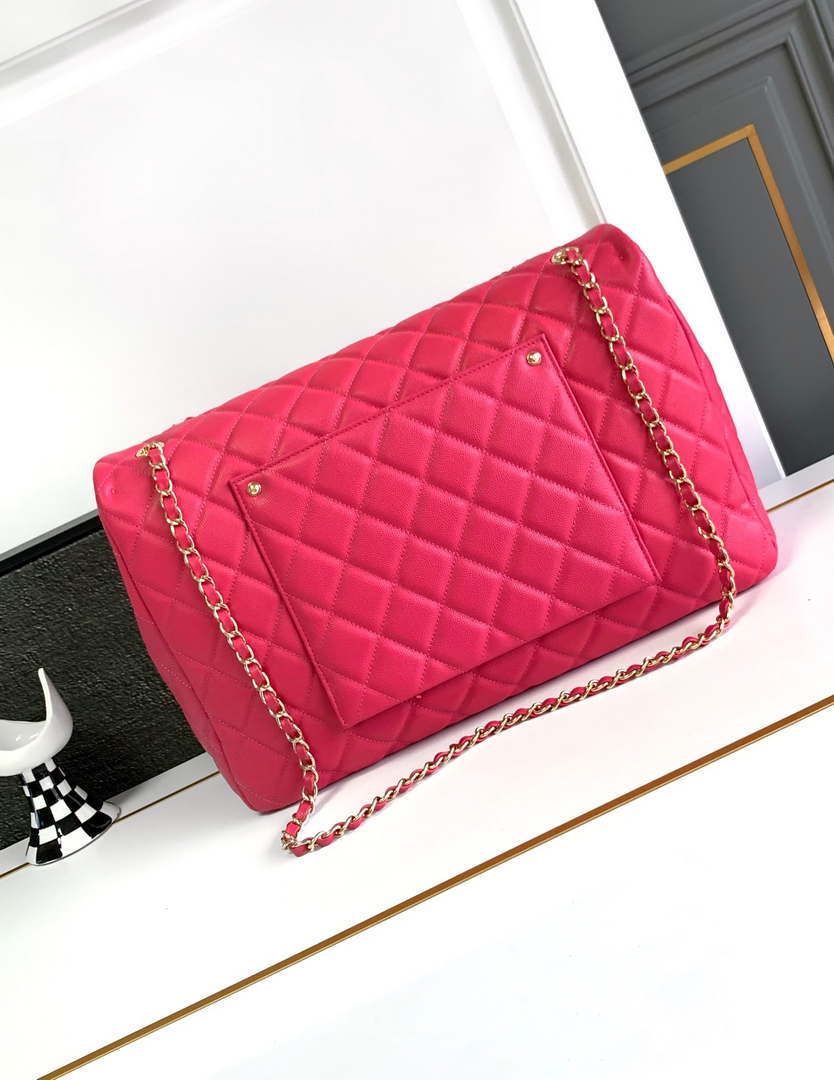 Chanel AS4661 Flap Bag CF Airport Calfskin & Gold-Tone Metal Rose Red - Default Title - View 3