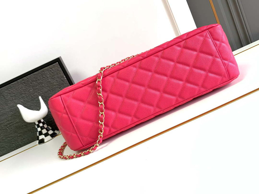 Chanel AS4661 Flap Bag CF Airport Calfskin & Gold-Tone Metal Rose Red