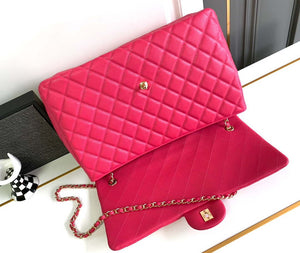 Chanel AS4661 Flap Bag CF Airport Calfskin & Gold-Tone Metal Rose Red - Default Title - View 7